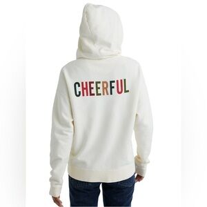 Hanes Originals Women’s Garment Dyed Hoodie NWT ‘Cheerful’ Christmas Off White